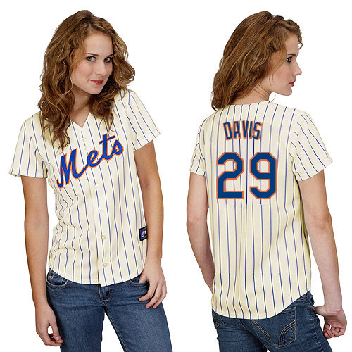 Ike Davis #29 mlb Jersey-New York Mets Women's Authentic Home White Cool Base Baseball Jersey